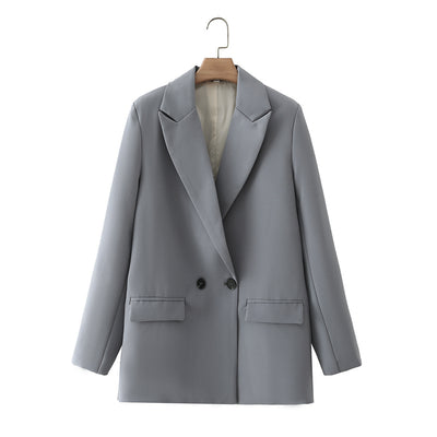 Blazer Oversize Doble Botonadura Color Sólido - Image 15
