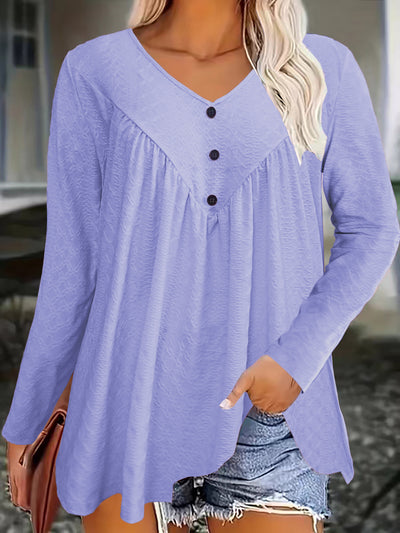 Blusa Casual de Manga Larga con Escote en V para Mujer - Image 8