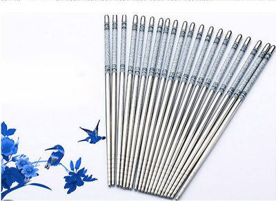 Palillos Chinos de Porcelana Azul y Blanca con Acero Inoxidable - Image 5