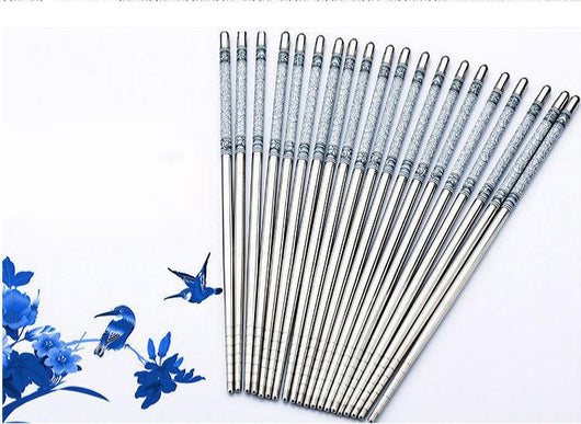 Palillos Chinos de Porcelana Azul y Blanca con Acero Inoxidable - Image 5