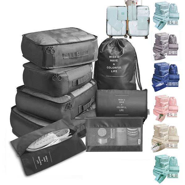 Set de 8 Organizadores de Viaje - Cubos Empacadores para Ropa, Zapatos y Accesorios