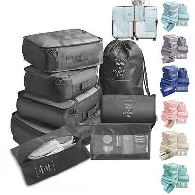 Set de 8 Organizadores de Viaje - Cubos Empacadores para Ropa, Zapatos y Accesorios
