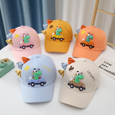 Gorra de Béisbol Infantil Estilo Coreano con Bordado de Dinosaurio y Auto