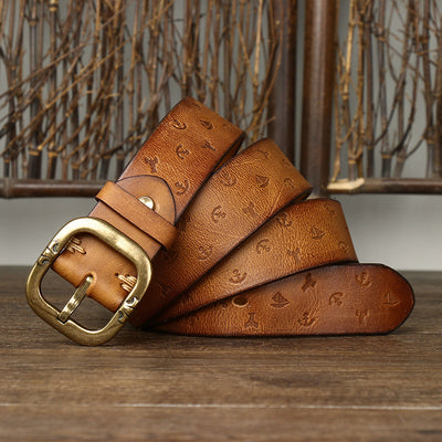 Cinturón de Cuero Estilo Coreano con Patrón Exclusivo para Hombre - Image 9