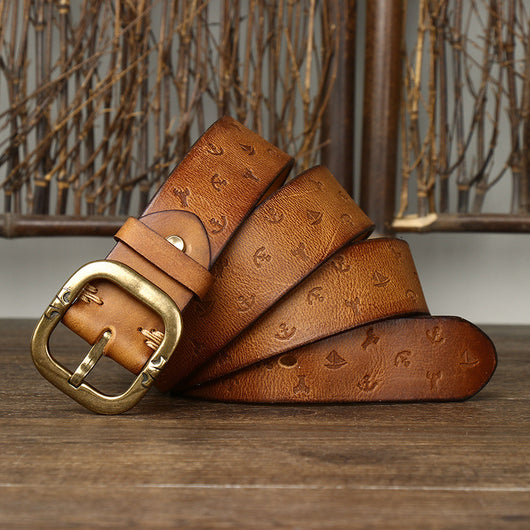 Cinturón de Cuero Estilo Coreano con Patrón Exclusivo para Hombre - Image 9