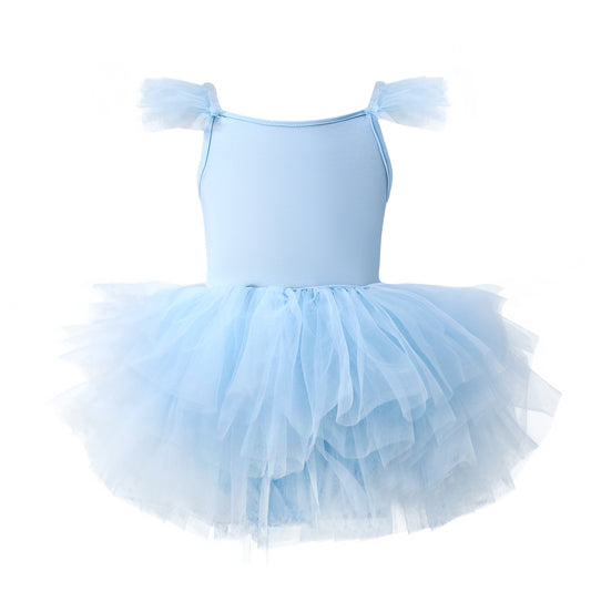 Falda de Gimnasia Azul Cielo para Niñas - Malla Transpirable Hoja Danzante - Image 2