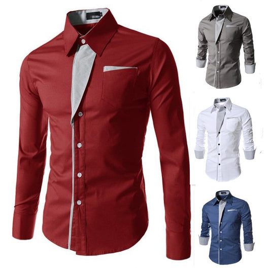 Camisa Slim Fit de Algodón para Hombre - Manga Larga Color Sólido - Image 14