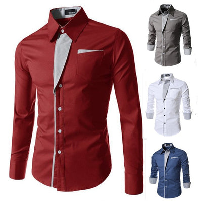Camisa Slim Fit de Algodón para Hombre - Manga Larga Color Sólido - Image 39