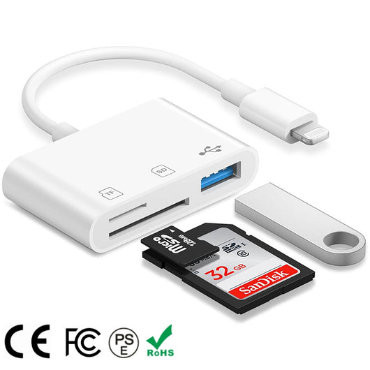 Lector Multifunción 3 en 1 para Tarjetas de Memoria, USB y TF