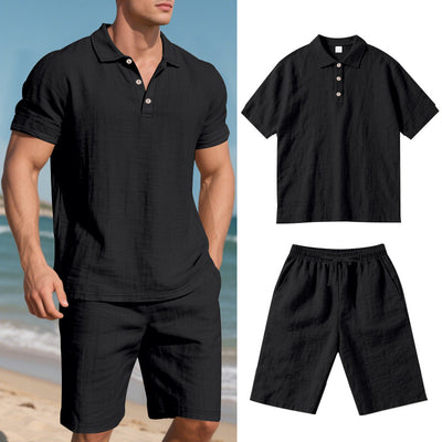 Conjunto de Shorts y Camisa de Lino Suelta para Hombre - Cómodo y Fresco para Playa - Image 8