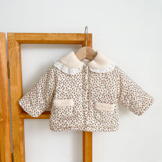 Chaqueta Acolchada Floral de Algodón con Forro de Terciopelo para Niña - Image 11