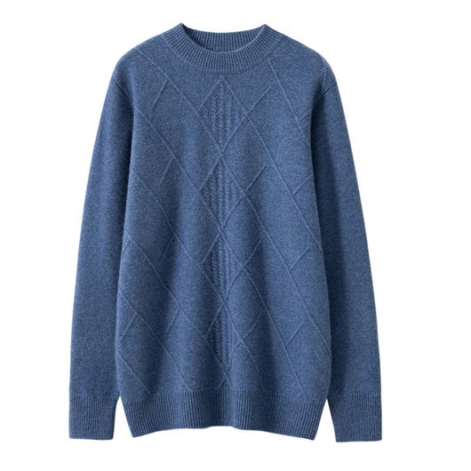 Suéter Cashmere Hombre Cuello Redondo Jacquard Elegante - Image 7