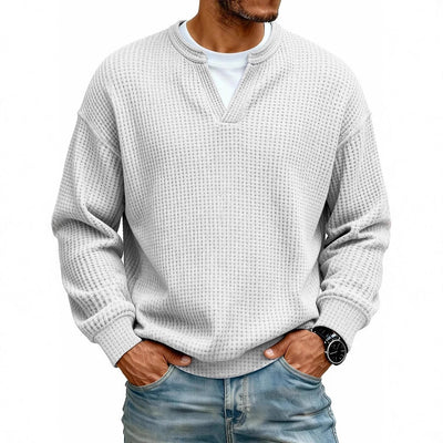 Sudadera Texturizada Cuello V para Hombre - Manga Larga Casual Versátil - Image 5