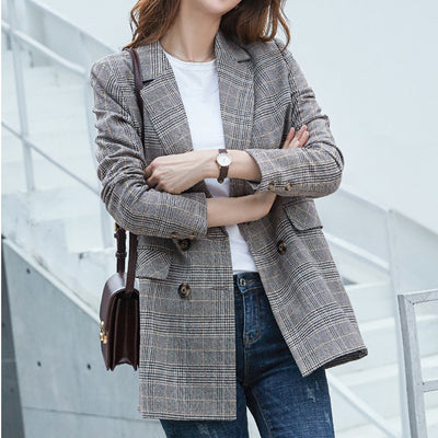 Blazer Retro Británico de Largo Medio con Estilo Urbano - Image 9