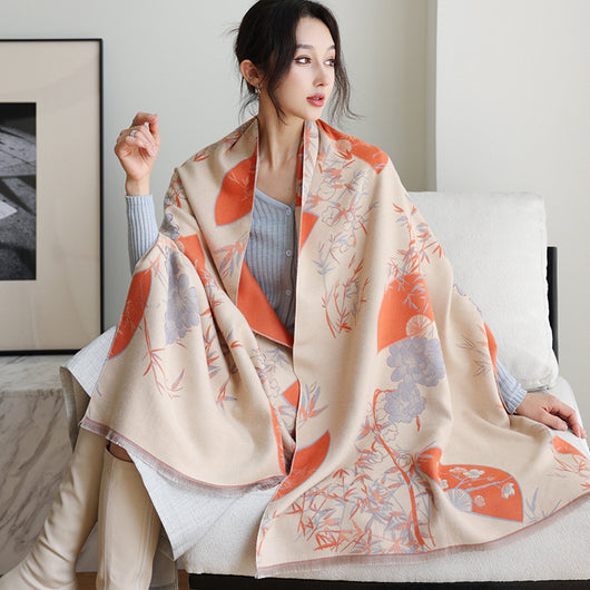Bufanda de Cachemira Elegante Estilo Nacional Reversible Jacquard Doble Cara - Image 12