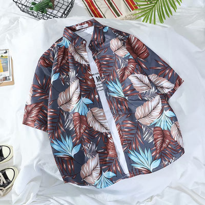 Camisa Suelta Estampada de Manga Corta para Hombre - Image 53