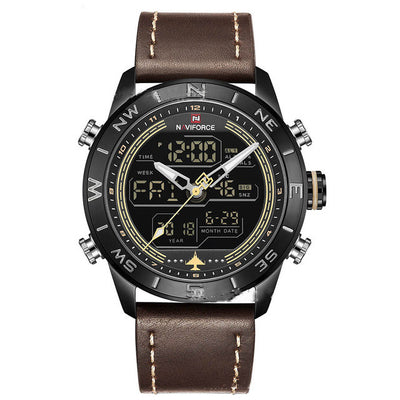 Reloj Deportivo Militar NAVIFORCE 9144 - Analógico Digital Dorado con Correa de Cuero - Image 7