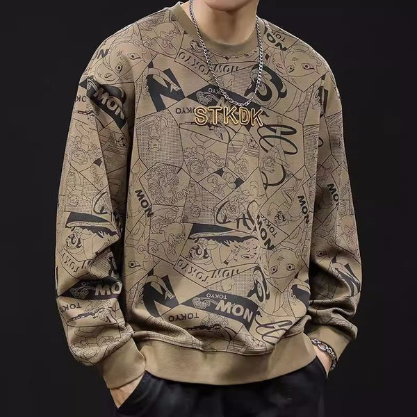 Sudadera Estampada Cuello Redondo Manga Larga para Hombre