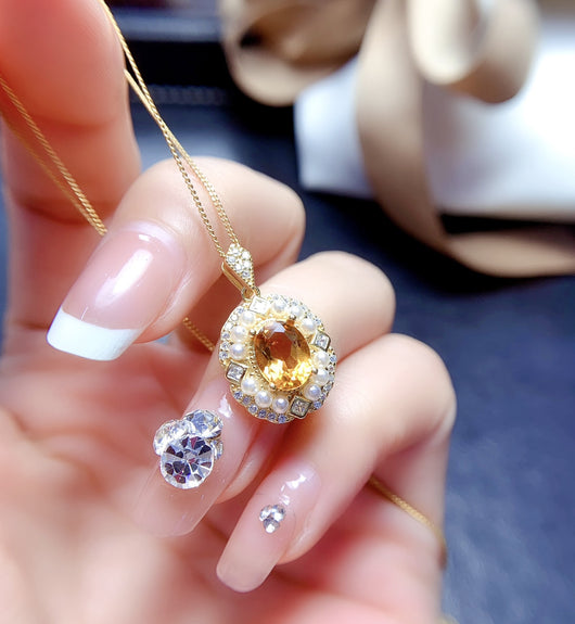 Conjunto de Joyería Citrina Natural en Plata S925 para Mujer - Image 5