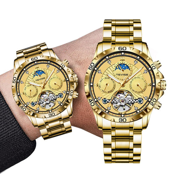 Reloj Mecánico Tourbillon Acero Inoxidable Resistente al Agua para Hombre