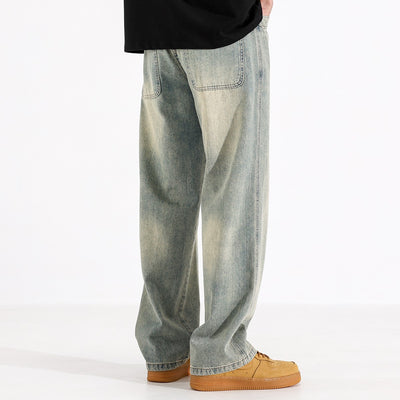 Jeans Rectos Teñidos Amarillo Barro para Hombre - Image 4