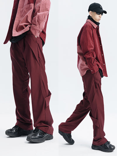 Pantalones Rectos Acampanados con Drapeado Casual - Image 8
