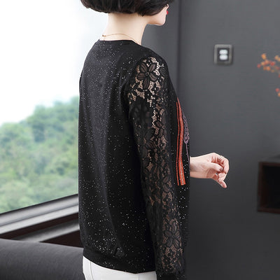 Blusa Elegante con Encaje y Detalles Brillantes para Mujer - Image 4