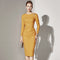 Vestido Ejecutivo Amarillo con Cintura Definida