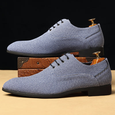 Zapatos de Cuero Casual para Hombre - Estilo Denim Negro Elegante - Image 2