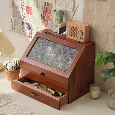 Gabinete de Almacenamiento Cosmético Vintage Madera con Doble Cajón - Image 4