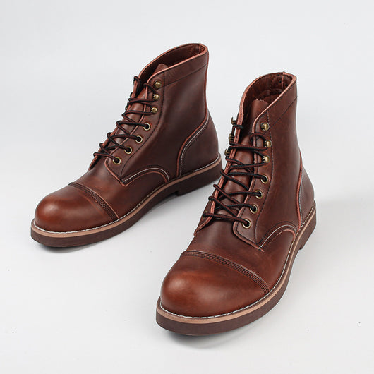 Botas Militares Martin de Cuero Engrasado para Hombre - Estilo Retro Worker - Image 6