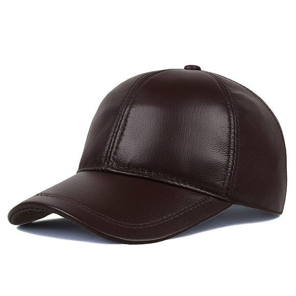 Gorra de Beisbol en Cuero Genuino para Hombre Maduro - Estilo Clásico Primavera Otoño