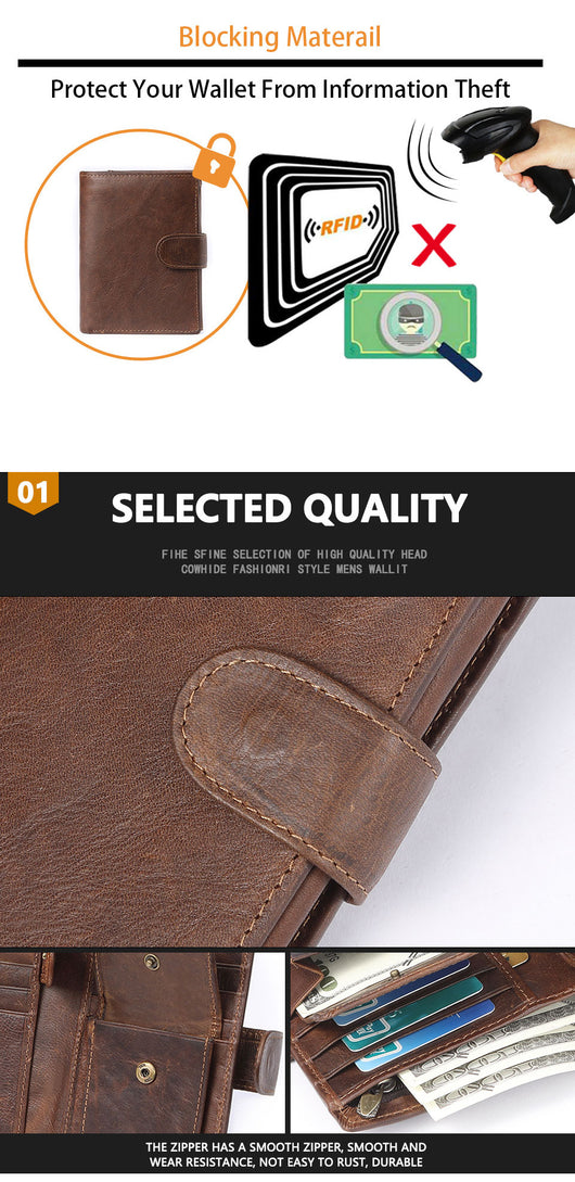 Billetera de Cuero para Hombre Estilo Retro Crazy Horse - Compacta y Clásica - Image 17