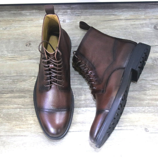 Botas Formales de Cuero Negro con Punta Redonda para Hombre