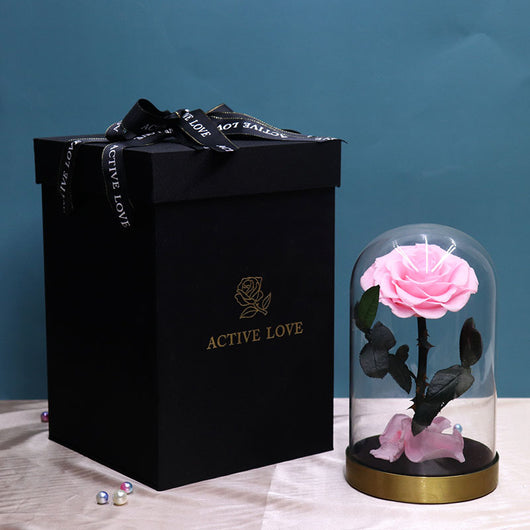 Caja de Regalo Flor Eterna con Base Metálica y Cubierta de Vidrio - Image 4