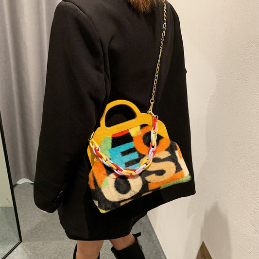 Bolso de Mano Coreano con Cadena de Colores Pastel