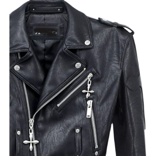 Chaqueta de Cuero para Motociclista con Cuello Solapa - Manga Larga Versátil - Image 4