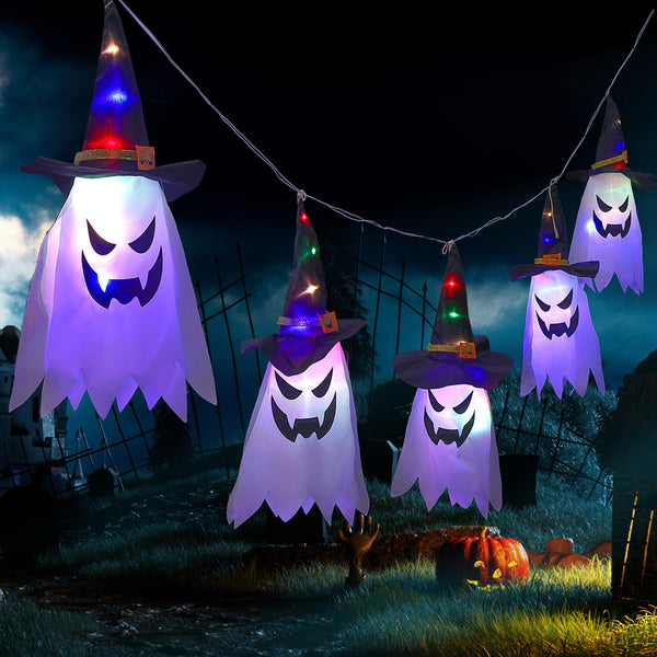 Guirnalda Luminosa Halloween con Fantasmas de Tela - Decoración Festiva