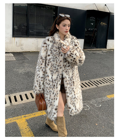Abrigo de Piel Estampado Leopardo con Cuello de Piel para Mujer - Image 11