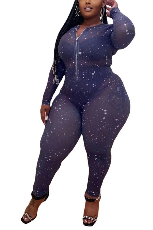 Jumpsuit de Malla Semitransparente Estampado Talla Grande - Image 14