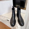 Botas Cortas de Cuero Estudadas Estilo Británico para Mujer