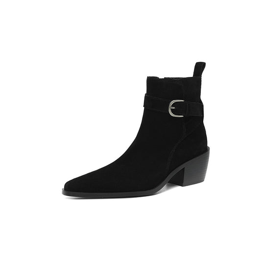 Botas de Ante con Tacón Grueso y Forro Polar para Otoño-Invierno - Image 2