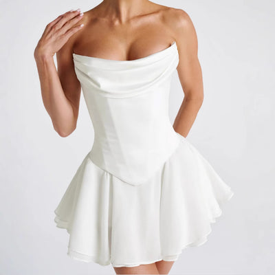 Vestido Tubo Francés de Color Sólido con Mangas - Image 2