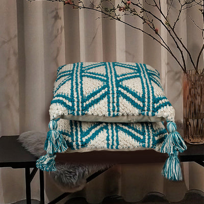 Funda de Cojín Bohemio de Algodón con Borlas para Sala y Dormitorio