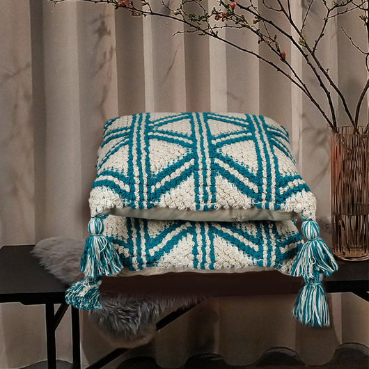 Funda de Cojín Bohemio de Algodón con Borlas para Sala y Dormitorio