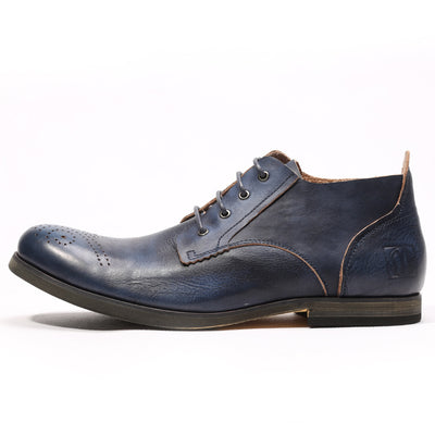 Zapatos Casuales de Cuero Vintage para Hombre con Puntera Redonda Transpirable - Image 11