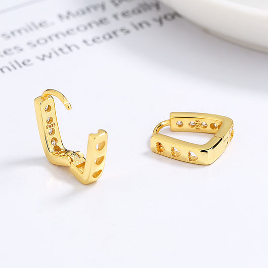 Aretes de Plata 925 Diseño Hueco U con Diamantes - Elegancia Minimalista - Image 3