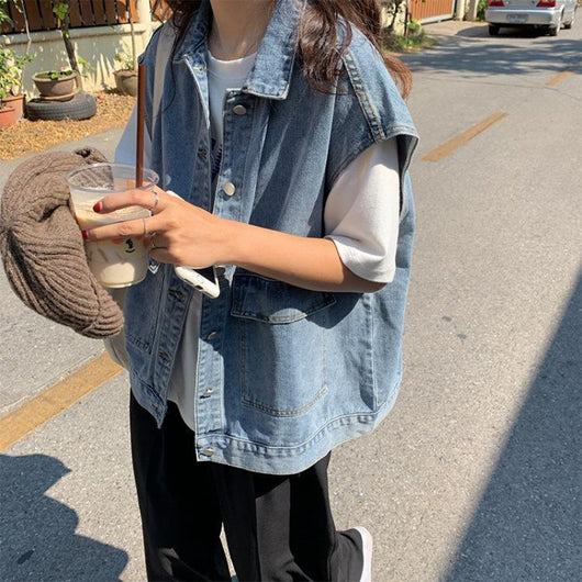 Chaleco Denim Suelto sin Mangas para Mujer - Estilo Coreano Primavera - Image 6