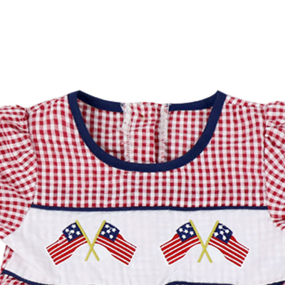 Vestido Infantil Festivo a Cuadros con Bordados para el Día de la Independencia - Image 7