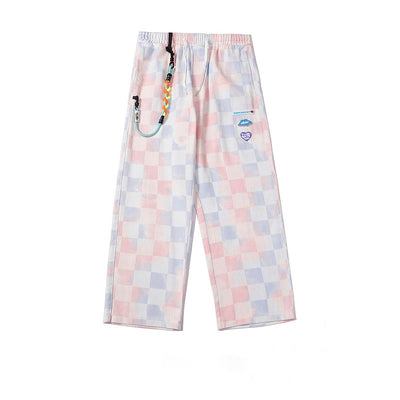 Pantalones Rectos Tie-Dye Cuadros Hombre - Estilo Street Oversized Casual - Image 3